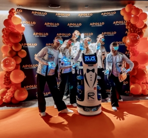 BellaBot service robots at cinema opening BellaBot service robot at the Apollo Cinema opening event